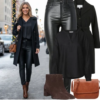 Jednobarevný Outfit s Hnědá/Béžová Bagetová taška/Taška/Klasická Taška Přes Rameno/Taška Na Notebook/Kancelářská Taška/Brašna/Sportovní Taška Přes Rameno About You "zimní outfit"