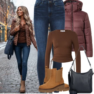 Outfit s Modrá/Tmavě Modrá/Světle Modrá Kalhoty Džínové Legíny/Jeggings VERO MODA "zimní oblečení"