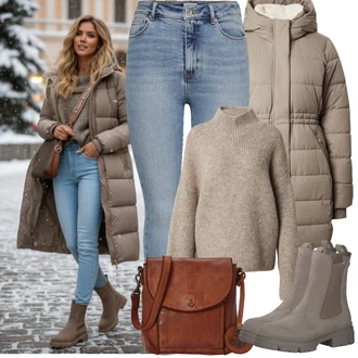 Outfity na zimu s Modrá/Světle modrá Džíny s Rozparkem/Navlékací džíny/Dámské Džíny s Délkou 7/8/High Waist Džínové Kalhoty/Zkrácené Džíny/Kotníková Bota/Kožená bunda/Push up Džín Only "zimní oblečení"