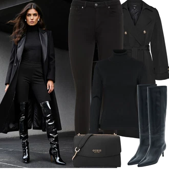 Outfit s Černá Sveter Rolák Vero Moda Petite "zimní outfit" Outfit s Černá Sveter Rolák Vero Moda Petite "zimní outfit"