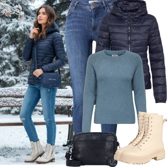 Lumberjack Outfit s Béžová/Khaki Šněrovací Kotníková Bota/Bota na Platformě/Klasická kozačka/Šněrovací Kozačka na Platformě/Bojová Bota About You "zimní oblečení"