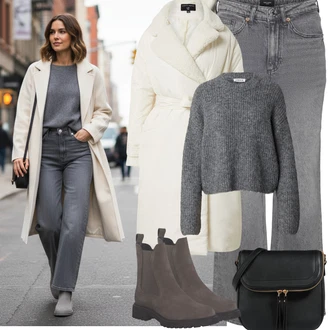 Karneval Outfit s Černá/Hnědá Taška/Klasická Taška Přes Rameno/Brašna/Sportovní Taška Přes Rameno About You "zimní outfit"Look: Bar, Karneval, Koncert, Škola