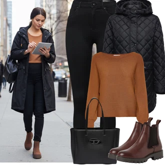 Outfity z džínu Vysoký Pas s Černá Kožená bunda/Motorkářské Džíny/Termální Džíny VERO MODA "zimní outfit"