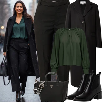 Outfity na zimu Culotte s Černá/Khaki/Červená Úzká Kalhoty/Kalhoty s Vysokým Pasem/Mušelínové kalhoty/Business Kalhoty/Obleková Kalhoty/Kalhoty se Štěrbinou/Kalhoty s nášivkou uprostřed lindex "zimní outfit"