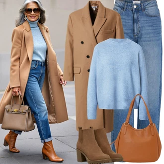 Outfity z džínu Zima s Hnědá/Béžová/Khaki Edited "zimní oblečení"