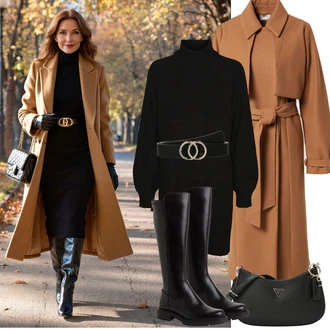 Outfity na zimu s Černá Svetrové Šaty/Zimní Pletené Šaty/Šaty S Rolákem/Dlouhé pletené šaty Noisy may "zimní outfit"