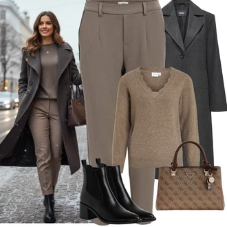 Outfity na zimu Culotte s Hnědá/Béžová/Khaki Nezařazené Object "zimní outfit"