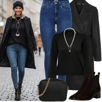 Karneval Outfit s Černá/Bílá/Růžová Taška/Klasická Taška Přes Rameno/Malá Taška/Brašna/Sportovní Taška Přes Rameno About You "zimní outfit"Look: Bar, Karneval, Koncert, Galavečer