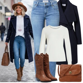 Outfit s Bílá/Krémová Sveter Basic Svetr/Svetr Carmen/Kašmírový Svetr/Svetr z Jemné Pleteniny/Kašmírový Svetr/Svetr s Kulatým Výstřihem/Jednoduchý Svetr/Termo Svetr/Vlněný Svetr Vila "zimní outfit" Outfit s Bílá/Krémová Sveter Basic Svetr/Svetr Carmen/Kašmírový Svetr/Svetr z Jemné Pleteniny/Kašmírový Svetr/Svetr s Kulatým Výstřihem/Jednoduchý Svetr/Termo Svetr/Vlněný Svetr Vila "zimní outfit"