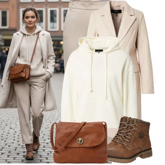 Jednobarevný Outfit s Bílá/Krémová/Béžová/Khaki/Žlutá Nezařazené Pieces "Pohodlné zimní outfity"
