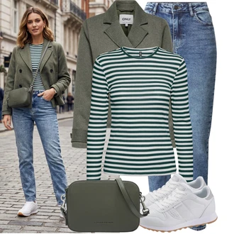 Styl Outfit s Modrá/Světle modrá Mom Jean/Kožená bunda/Slim Fit Džíny/High Waist Džínové Kalhoty/Push up Džín/Džíny Regular Fit/Zužující se Džíny/Kožená Pánská Bund/Zimní bunda/Džíny s Rozparkem/Navlékací džíny/Girlfriend Džíny/Kožené Boty Pieces "Cool každodenní outfit"