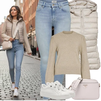 Styl Outfit s Světle modrá/Modrá Džíny s Rozparkem/Girlfriend Džíny/Mom Jean/Džíny Culottes/Džín s Nízkým Pasem/High Waist Džínové Kalhoty/Vintage džíny/Push up Džín/Džíny s Nízkým Sedem/Dad Džíny Only "Jarní Outfit"