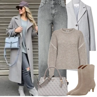 Outfity s kotníkovými botami s Hnědá/Béžová/Šedá Kovbojská kotníková bota/Vintage Kotníková Bota/Klasická kozačka/Kotníková Bota Na Podpatku/Špičatá Kozačka/Kotníková Bota s Podšívkou/Letní kotníková kozačka/Westernová Kotníková Bota About You "Jarní Outfit"