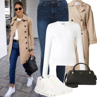 Outfity pro jaro Old Money s Modrá/Tmavě modrá/Světle modrá Džínové Legíny/Jeggings VERO MODA "Jarní Outfit"Look: Styl, Rad, Emo, Cool, Krásný, Old Money, Bezešvé, Skromné