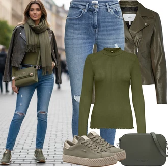 7/8 délka Outfit s Světle modrá/Modrá Kalhoty s dírou/Džínové Legíny/Jeggings Only "Jarní Outfit"