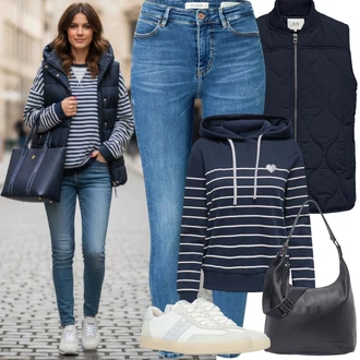 Styl Outfit s Modrá/Světle modrá Dámské Džíny s Délkou 7/8/Capri Džíny/Slim Fit Džíny/High Waist Džínové Kalhoty/Push up Džín/Zimní bunda/Džíny s Rozparkem/Zkrácené Džíny/Kotníková Bota/Navlékací džíny/Kožené Boty Guess "Jarní Outfit"