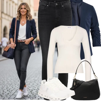 Dlouhé Outfit s Černá/Tmavě šedá/Světle šedá/Šedá Dámské Džíny s Délkou 7/8/Capri Džíny/Kožená bunda/Slim Fit Džíny/High Waist Džínové Kalhoty/Push up Džín/Kožená Pánská Bund/Zimní bunda/Džíny s Rozparkem/Zkrácené Džíny/Kotníková Bota/Kožené Boty/Termální Džíny/Motorkářské Džíny VERO MODA "Jarní Outfit"