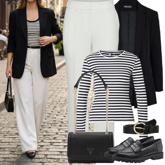 Outfit s Černá/Tmavě modrá Mokasín/Nízká bota na podpatku/Business Bota/Trotteur Tamaris "Jarní Outfit"