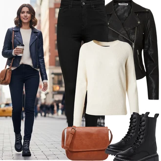 Outfit s Černá Legíny s Vysokým Pasem/Džínové Legíny/Skinny Kalhoty/Legíny s Rozparkem/Tregíny/Jeggings Only "Jarní Outfit"