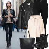 Černé Kožené Bundy s Nýtováním Outfity image