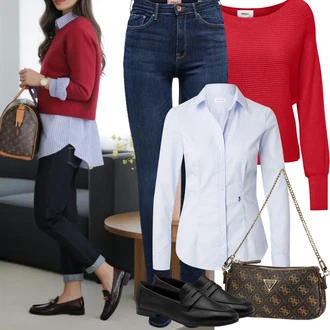 Styl Outfit s Tmavě modrá/Modrá Kožená bunda/Zimní bunda/Kožená Pánská Bund/High Waist Džínové Kalhoty/Kožené Boty/Džíny s Rozparkem/Push up Džín/Termální Džíny Only "Jarní Outfit"