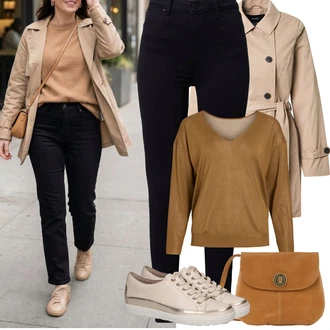 Malle Outfit s Hnědá/Béžová/Žlutá Taška/Malá Taška/Sportovní Taška Přes Rameno/Klasická Taška Přes Rameno/Brašna Pieces "Jarní Outfit"Look: Malle, Bar, Banka, Den na pláži, Karneval, Koncert, Chatky, Festival, Galavečer, Škola