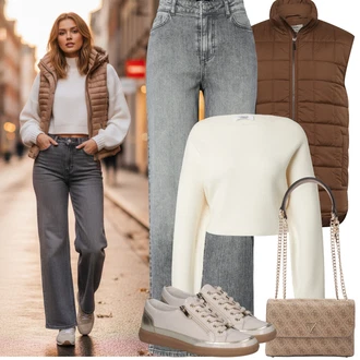 Outfit s Hnědá/Tmavě Hnědá about you x alvaro soler "Jarní Outfit"