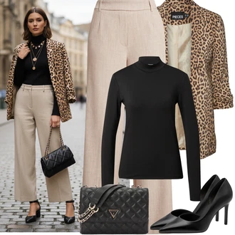 Outfit s Hnědá/Béžová Pieces "Jarní Outfit"