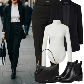 Výstřih na ramena Outfit s Bílá/Krémová Pletený Top/Roláková Košile Edited "Jarní Outfit"