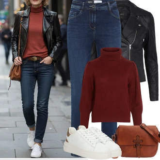 Baseball Outfit s Béžová/Krémová/Hnědá/Bílá Úzká teniska/Teniska na platformě/Kožené tenisky/Letní tenisky/Nízká Teniska Guess "Jarní Outfit"Look: Skating, Baseball, Na Procházku, Bruslení