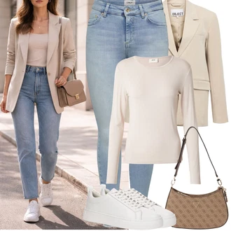 Styl Outfit s Světle modrá/Modrá Džíny s Rozparkem/Girlfriend Džíny/Mom Jean/Džíny Culottes/Džín s Nízkým Pasem/High Waist Džínové Kalhoty/Vintage džíny/Push up Džín/Džíny s Nízkým Sedem/Dad Džíny Only "Jarní Outfit"