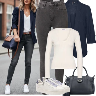 Výstřih na ramena Outfit s Bílá/Hnědá/Béžová/Khaki Pletený Top/Krajkované tričko/Top Na Party/Roláková Košile/Krajkový Top/Dlouhý Top Edited "Jarní Outfit"