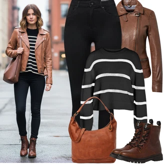 Outfit s Hnědá/Růžová/Tmavě Hnědá Oakwood "Jarní Outfit"