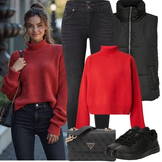 Outfit s Černá/Tmavě šedá Skinny Kalhoty/Jeggings/Džínové Legíny VERO MODA "Jarní Outfit"