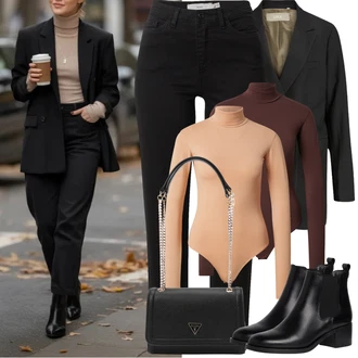 Móda pro plnoštíhlé Outfit s Černá Kožené Boty/Džíny s Rozparkem/Zkrácené Džíny/Zužující se Džíny/Džíny Regular Fit/Slim Fit Džíny/Rovná Džína/Termální Džíny/Dámské Džíny s Délkou 7/8/Zimní bunda/Sportovní boty/High Waist Džínové Kalhoty Ichi "Jarní Outfit"