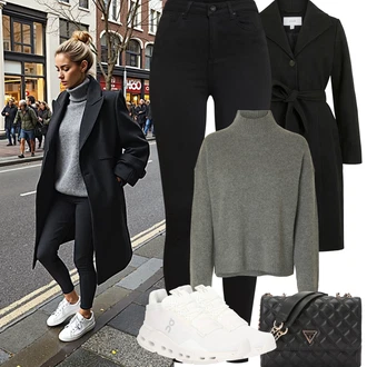 Outfit s Černá Legíny s Vysokým Pasem/Jeggings/Legíny s Rozparkem/Tregíny/Džínové Legíny/Skinny Kalhoty VERO MODA "Jarní Outfit"