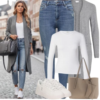 Styl 90tá léta Outfit s Modrá/Světle modrá Dámské Džíny s Délkou 7/8/Kožená bunda/High Waist Džínové Kalhoty/Push up Džín/Džíny s Rozparkem/Zkrácené Džíny/Kožené bundy/Kotníková Bota/Džíny s Dírou Only "Jarní Outfit"Look: Styl, 90tá léta, Cool, Disko, Krásný, Old Money, Bezešvé