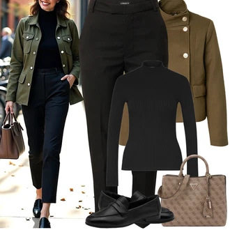 Výstřih na ramena Outfit s Černá Pletený Top/Roláková Košile Edited "Jarní Outfit"