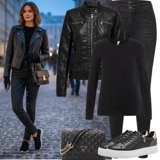 Outfit s Černá/Béžová Nízká Teniska/Teniska na platformě/Teniska se Třpytkami/Kožené Tenisky/Úzká Teniska/Teniska s dírkovaným vzorem/Tenisky s Bočním Zipem Tamaris "Jarní Outfit"