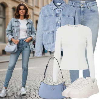 Styl Outfit s Světle modrá/Modrá Džíny s Rozparkem/Girlfriend Džíny/Mom Jean/Džíny Culottes/Džín s Nízkým Pasem/High Waist Džínové Kalhoty/Vintage džíny/Push up Džín/Džíny s Nízkým Sedem/Dad Džíny Only "Jarní Outfit"