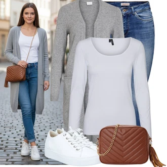 Kůže Outfit s Bílá/Krémová Plátěná Teniska/Nízká Teniska/Kožené Tenisky/Úzká Teniska/Tenisky s Bočním Zipem Paul Green "Hezký jarní outfit"