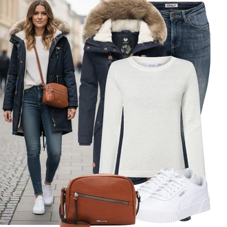 Lumberjack Outfit s Tmavě modrá/Modrá Zimní Parka/Parka Přechodová Bund/Zimní Bund Ragwear "Jedinečný volnočasový outfit"