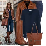 Béžové kozačky outfity image
