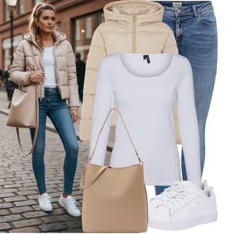 Outfit s Modrá/Světle modrá/Tmavě modrá Push up Džín/Džín s Nízkým Pasem/Kožené Boty/Navlékací džíny/Kotníková Bota/Džíny s Nízkým Sedem/Kožená bunda/Zimní bunda Only "Jedinečný volnočasový outfit"