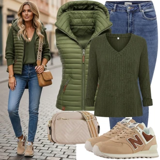 Velike velikosti outfit mit Škrlatna/Zelena/Temno zelena Bluza pulover telovnik medicine, Modra Usnjena Jakna max&co., Bež/Rjava Poslovna torba/Vrečka za prenašanje/Previjalna torba/Torba za čez ramo/Pisarniška torba/Satchel torba/Torba za čez ramo/Nakupovalka MICHAEL Michael Kors "Jesenska oblačila za vsak dan"