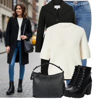 Outfit s Černá/Fialová/Bílá/Béžová Taška/Klasická Taška Přes Rameno/Brašna/Sportovní Taška Přes Rameno About You "Módní outfit pro volný čas"