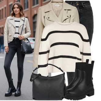 Outfit s Černá/Fialová/Bílá/Béžová Taška/Klasická Taška Přes Rameno/Brašna/Sportovní Taška Přes Rameno About You "Módní outfit pro volný čas"