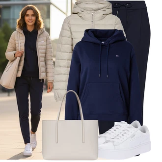 Outfit s Bílá Bota Úzká teniska/Teniska na platformě/Teniska s dírkovaným vzorem/Nízká Teniska Puma "Módní zimní outfit"