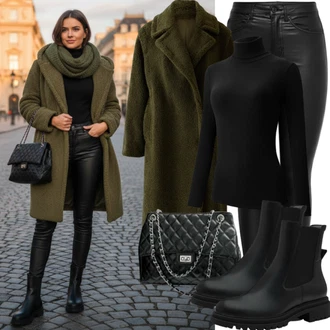 Malle Outfit s Černá/Bílá Velká taška/Shopper taška/Taška Na Rameno Mango "Módní zimní outfit"Look: Bar, Malle, Karneval, Koncert, Elektro, Festival, Škola