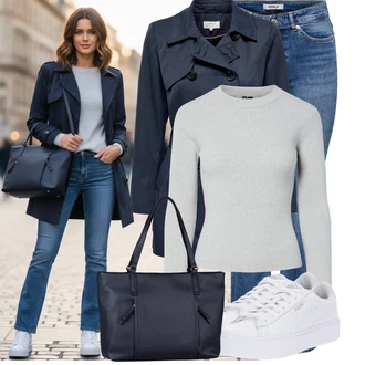 Outfit s Bílá Bota Úzká teniska/Teniska na platformě/Teniska s dírkovaným vzorem/Nízká Teniska Puma "Módní zimní outfit"